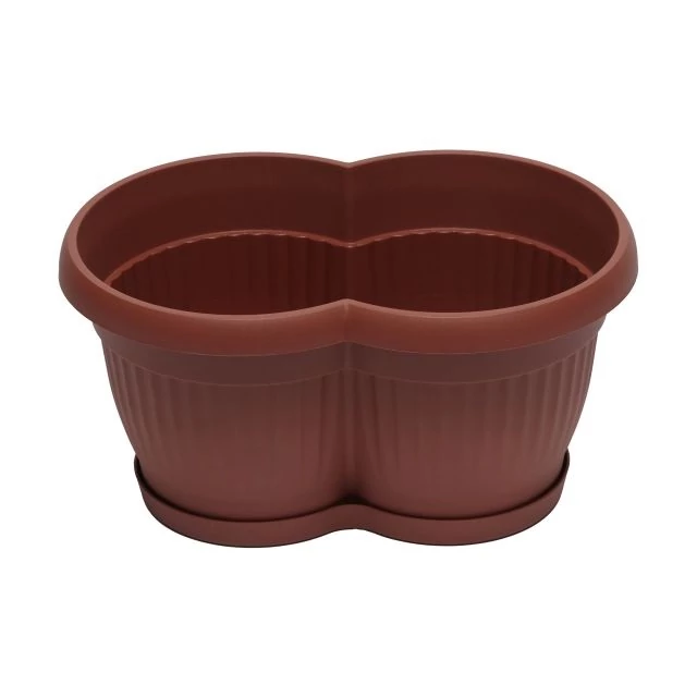 Balkonláda műanyag bordázott 2 virághoz terrakotta 20×30×15 cm
