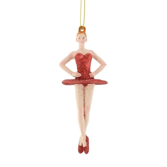 Akasztós ballerina figura, 4,5x3,8x11,9 cm, piros