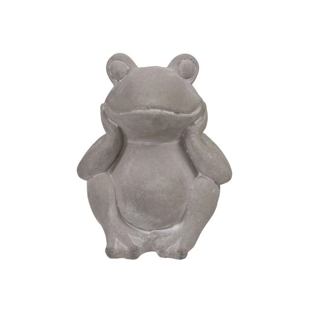 Ülő béka, cement, szürke, 11x9,5x12,5 cm