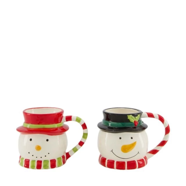 Porcelán hóember bögre 13,3x9,7x9,5 cm fehér, piros (2 féle)