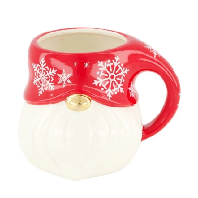 Bögre mikulás porcelán 14x11,7x10,2 cm piros, fehér 