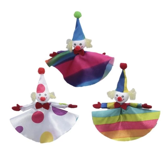 Akasztós textil bohóc színes 15 cm 6 db