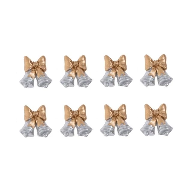 Öntapadós csengő, poly, 2,4x2,4x0,9 cm, arany, ezüst, 8 db