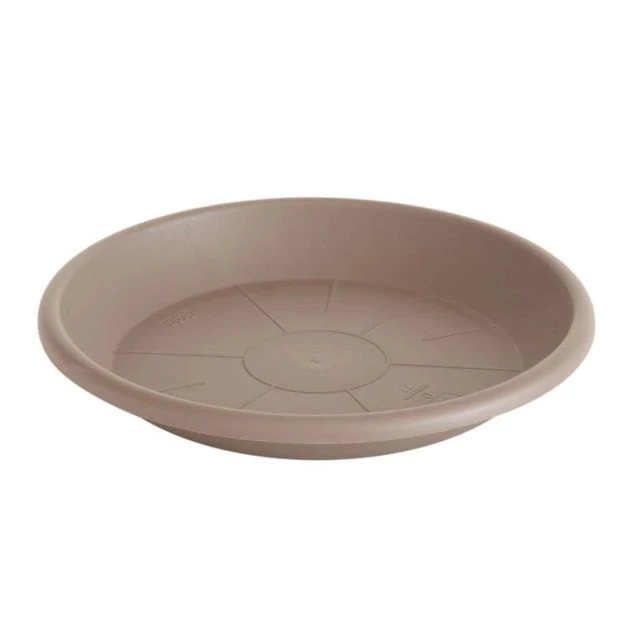 Taupe kerek műanyag cserépalátét 22x17x3 cm