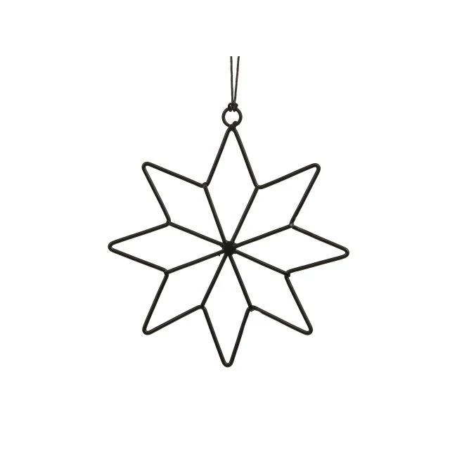 Csillag, akasztós fém 14,5 cm fekete
