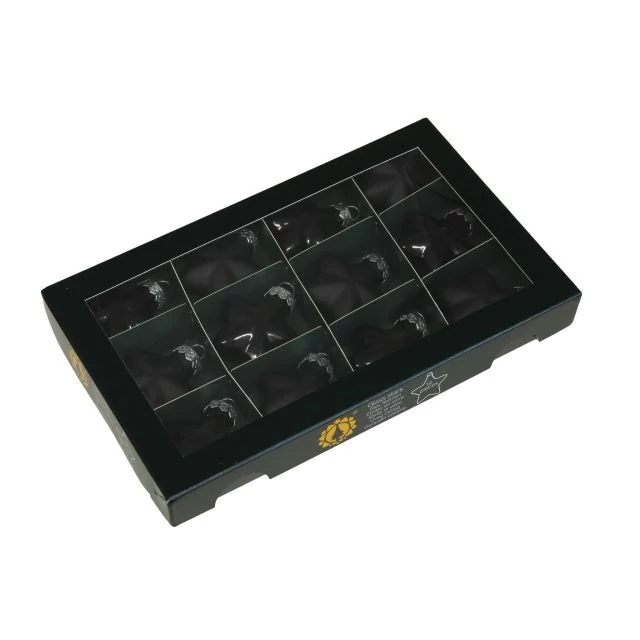 Üveg csillag, 4 cm, black, 12 db