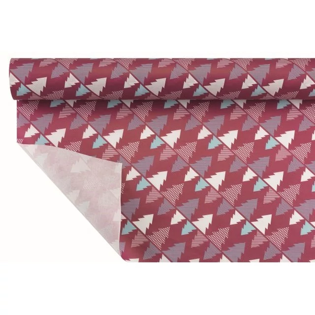 Csomagoló papír fenyőfával, vízálló, bordó, 1x25 m