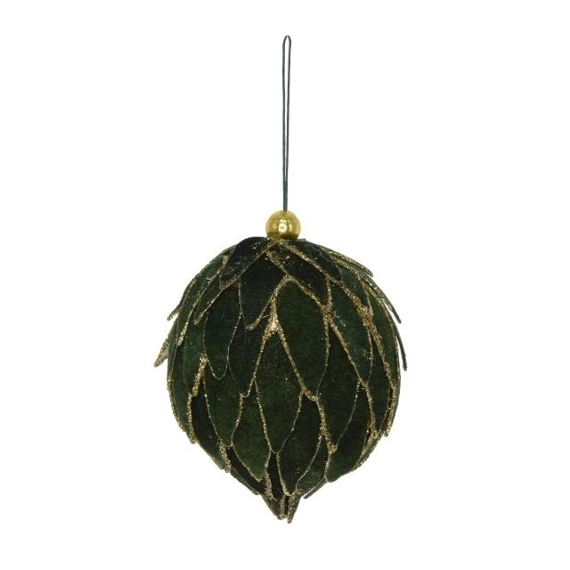 Akasztós dísz, textil, zöld, 10x10 cm