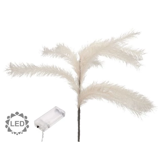 Díszfű csokor LED-es szárított 105 cm krém