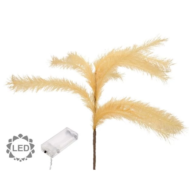 Díszfű csokor LED-es szárított 105 cm natúr