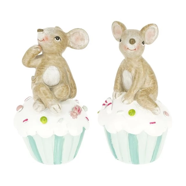 Poly egér muffinon ülő 4,5x4,5x9 cm menta, bézs (2 féle)
