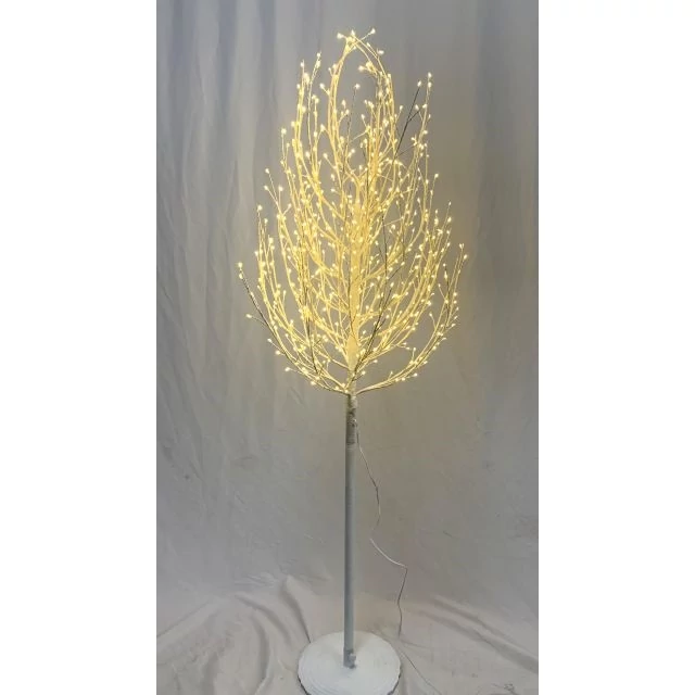 Fa gömb 580 LED világítással, melegfehér, műanyag, 150 cm, fehér