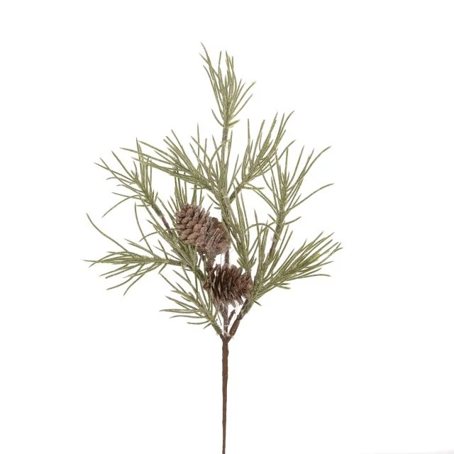 Fenyőág tobozzal, betűzős, glitteres, műanyag, 31 cm, zöld