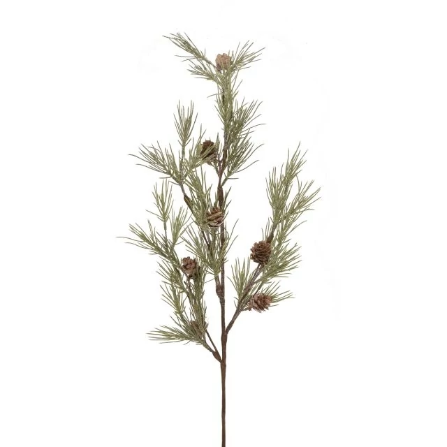 Fenyőág tobozzal, glitteres, műanyag, 88 cm, zöld