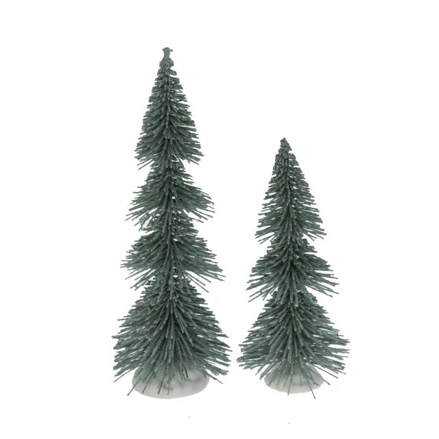 Fenyő dekoráció műanyag, 20 cm + 14,5 cm, hamvas zöld, 2 db