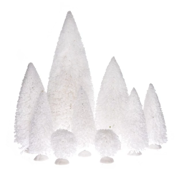 Fenyő dekoráció, műanyag, 4 db 11 cm, 2 db 5 cm, 2 db 14 cm, 1 db 22 cm, fehér, 9 db