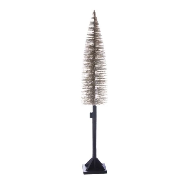Fenyő talppal, LED világítással, műanyag, arany, 120 cm