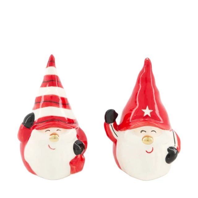 Porcelán mikulás figura 6,2x6x10,2 cm piros, fehér (2 féle)
