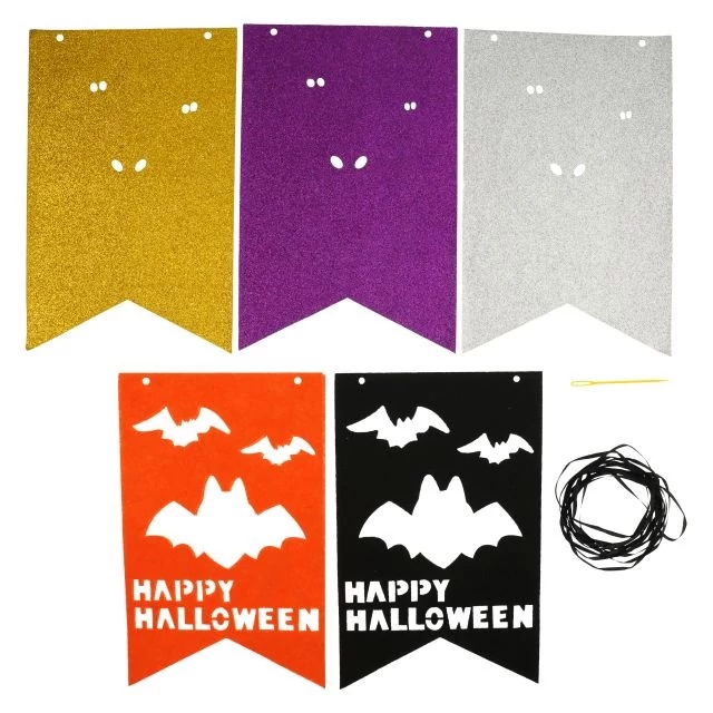 Halloween girland denevérrel filc 25 cm narancssárga, fekete