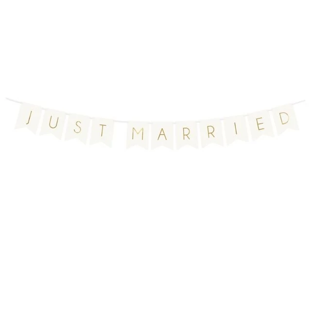 Girland Just Married felirattal 15x155 cm fehér,arany