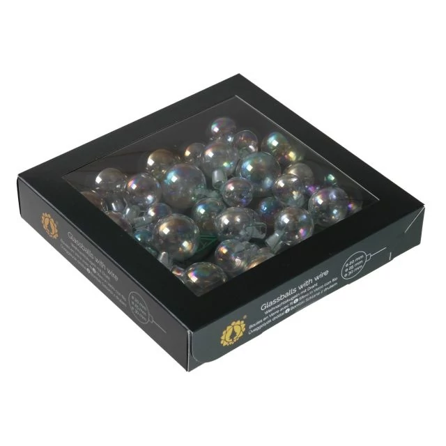 Üveg betűzős gömb, 2/2,5/3 cm clear pearl, 6 db