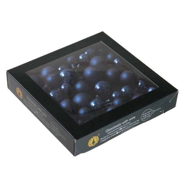 Üveg betűzős gömb, 2/2,5/3 cm night blue, 6 db