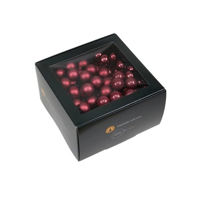 Betűzős üveg gömb, 2,5 cm, ruby, 144 db