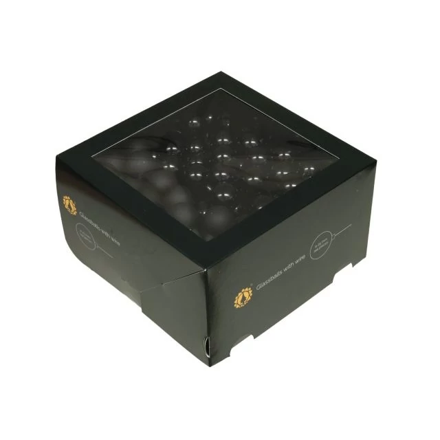 Betűzős üveg gömb, 2,5 cm, black, 144 db