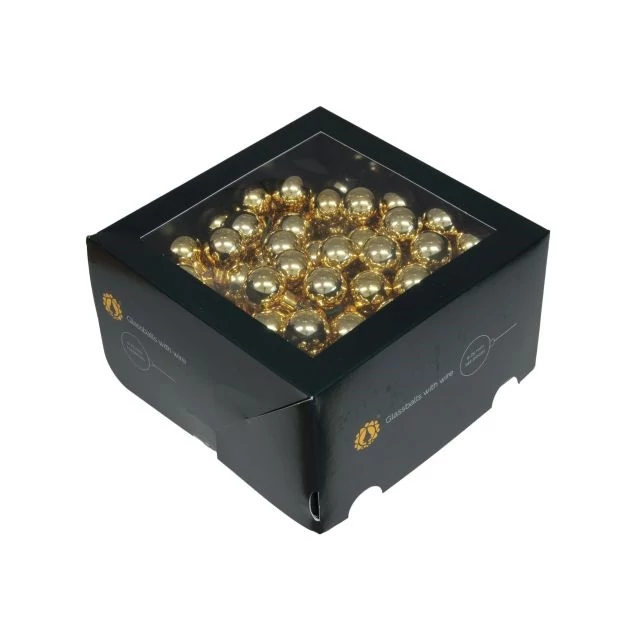 Üveg gömb betűzős, 2,5 cm, bright gold shiny, 144 db