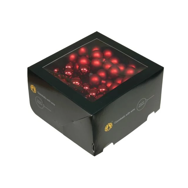 Üveg betűzős gömb, 2,5 cm dark red combi, 144 db
