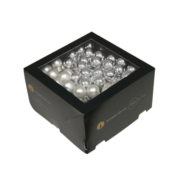 Üveg betűzős gömb, 2,5 cm silver combi, 144 db