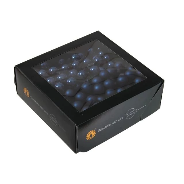 Üveg betűzős gömb, 2 cm night blue, 144 db