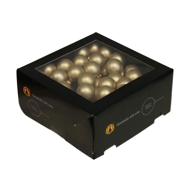 Betűzős üveg gömb, 3 cm, bright gold mat, 72 db