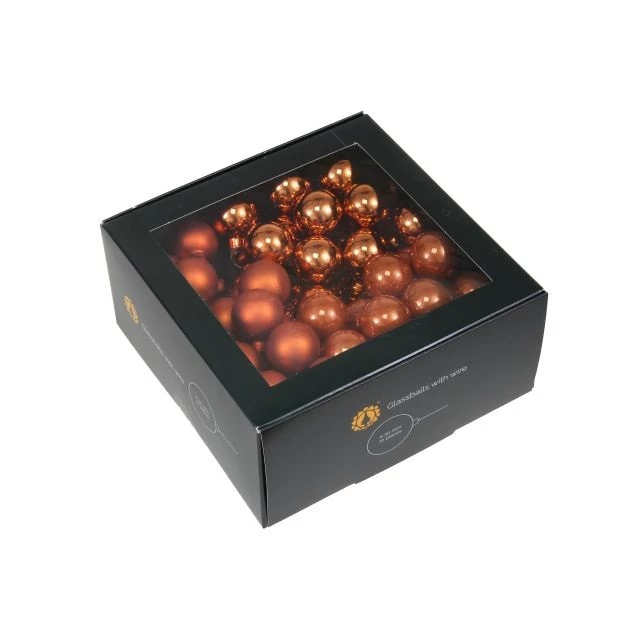 Betűzős üveg gömb, 3 cm, mandarin, 72 db