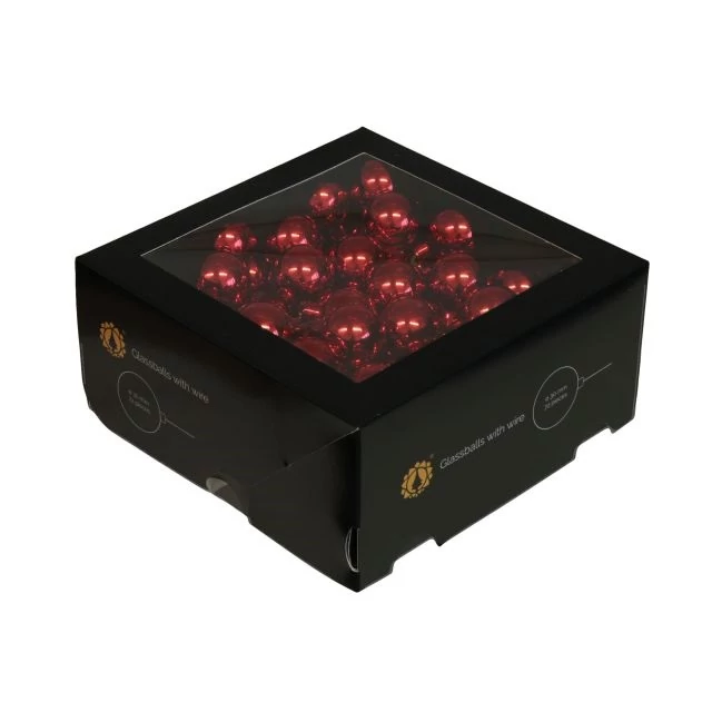 Betűzős üveg gömb, 3 cm, red shiny, 72 db
