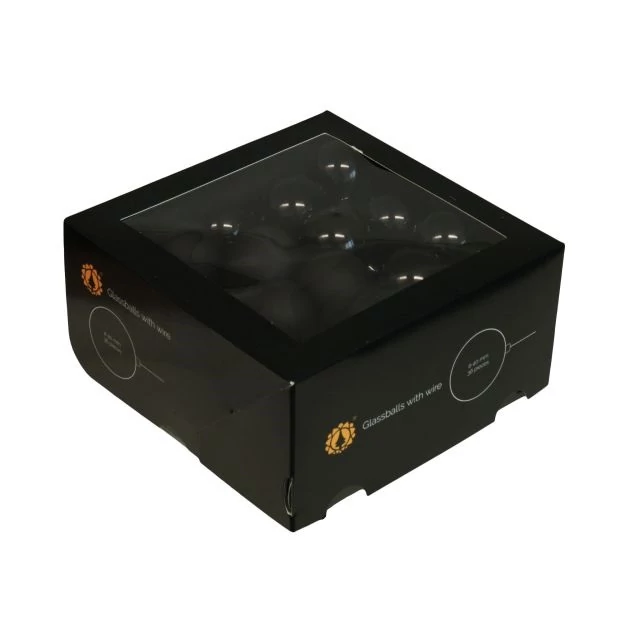 Üveg betűzős gömb, 4 cm black, 36 db