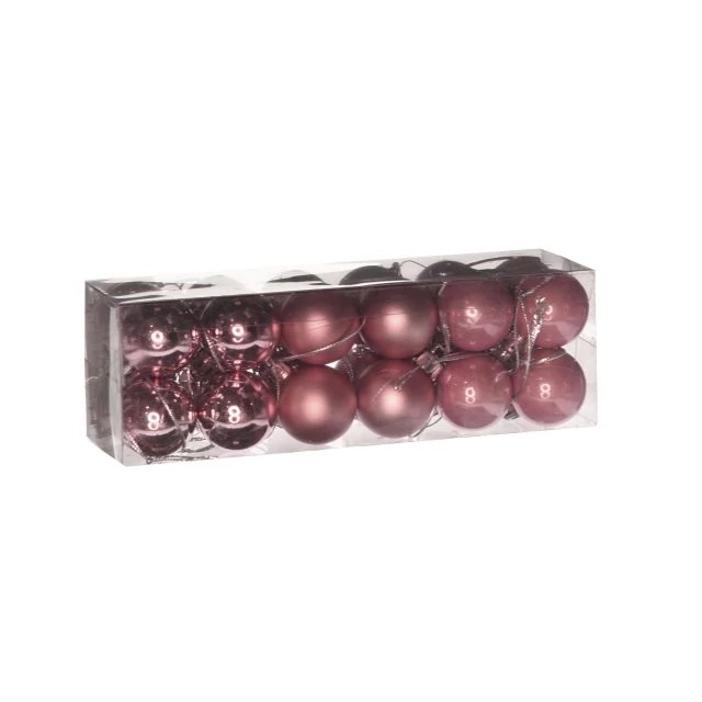 Műanyag gömb dobozban, 3 cm, eperkrém, 3 féle, 24 db