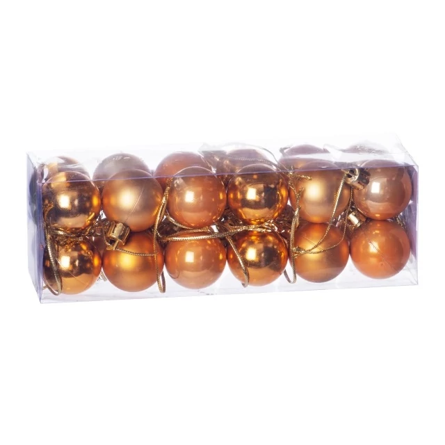 Műanyag gömb, dobozban, 3 cm, méz sárga, 3 féle, 24 db