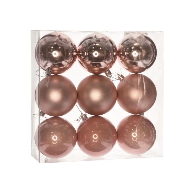 Műanyag gömb, dobozban, 8 cm, eperkrém, 3 féle, 9 db