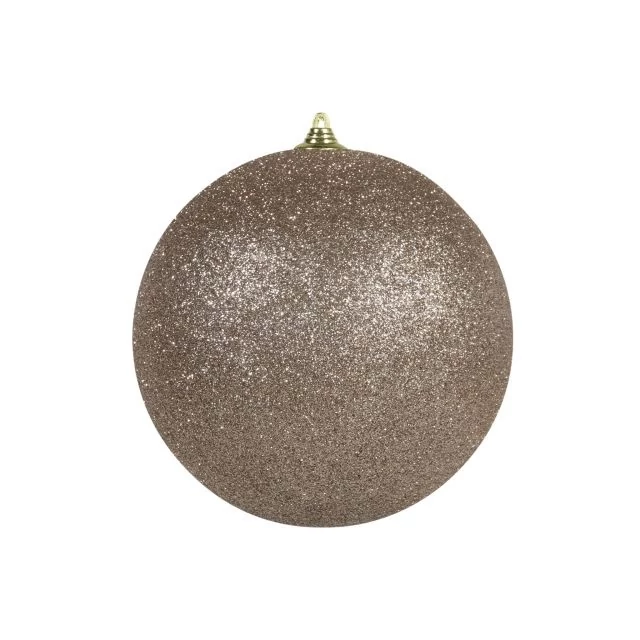 Glitteres műanyag gömb, 13,5 cm, pezsgő