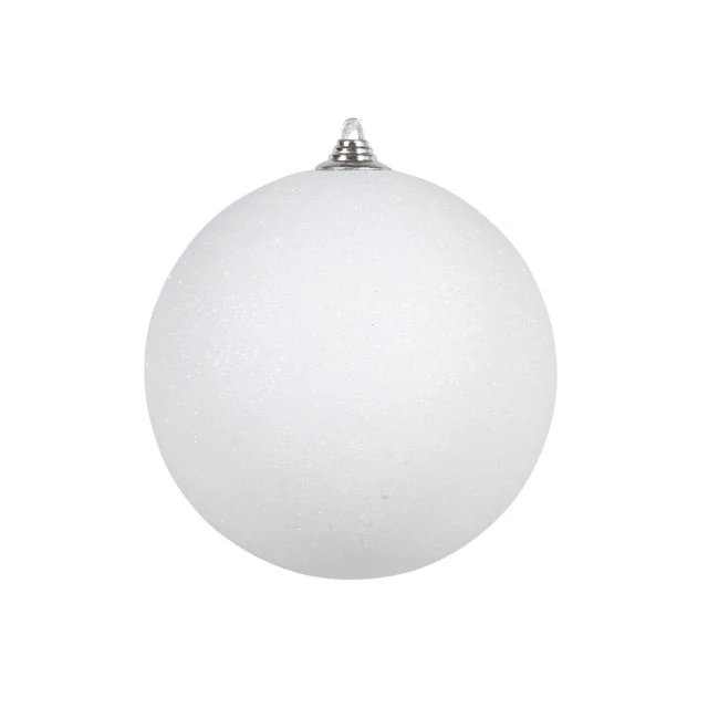 Glitteres műanyag gömb, 25 cm, fehér