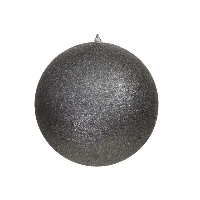 Glitteres műanyag gömb, 25 cm, grafitszürke