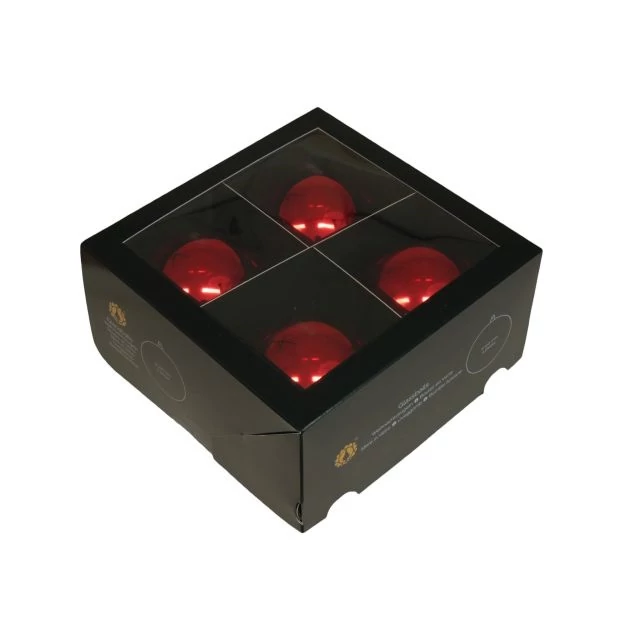 Üveg gömb 10 cm red shiny 4 db
