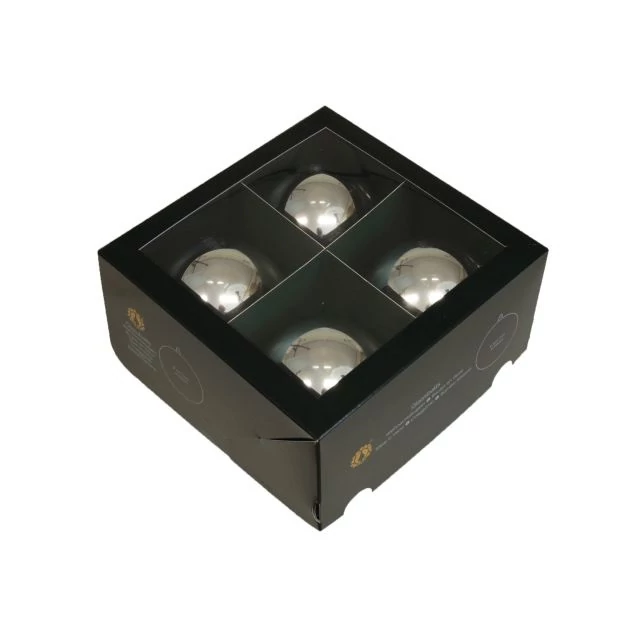 Üveg gömb 10 cm silver shiny 4 db