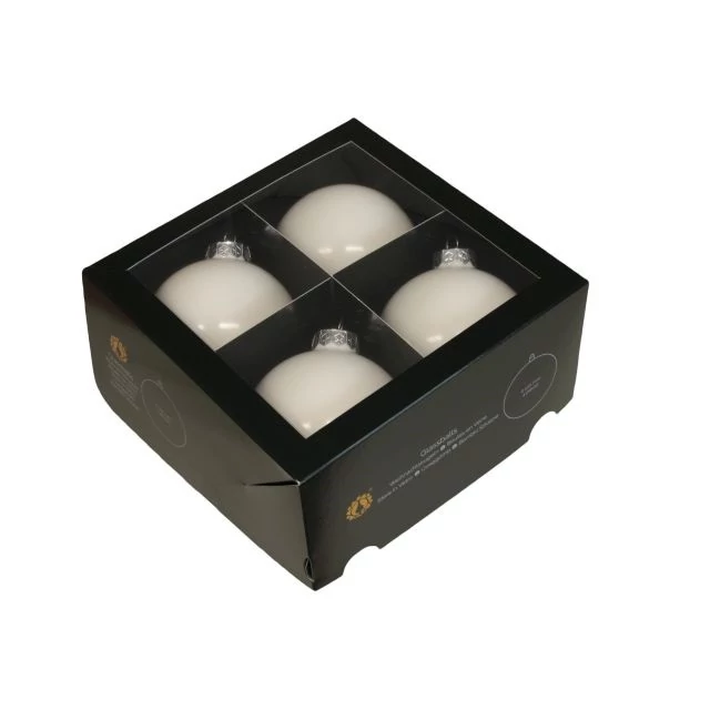 Üveg gömb 10 cm white opal 4 db