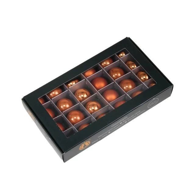 Üveg gömb, 2,5 cm, mandarin, 24 db