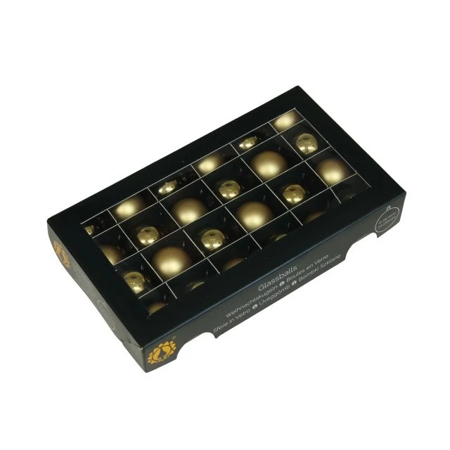 Üveg gömb 2,5 cm bright gold combi 24 db