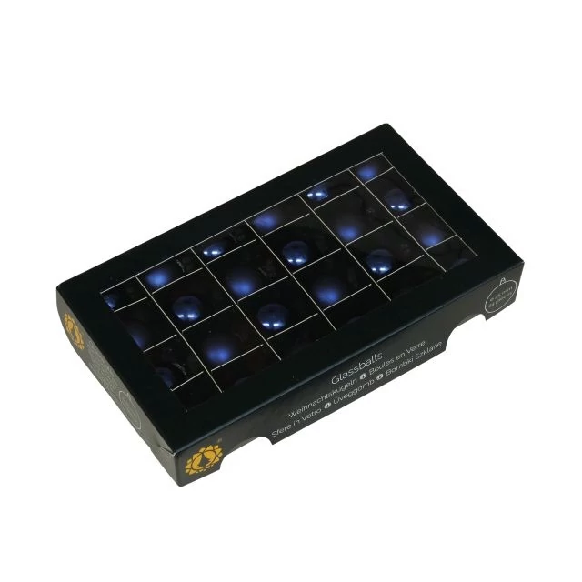 Üveg gömb, 2,5 cm, night blue, 24 db