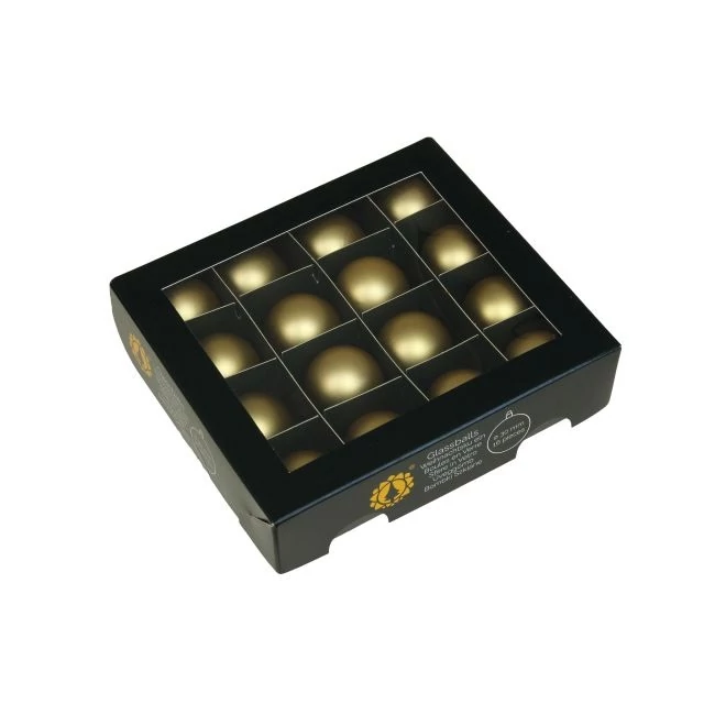 Üveg gömb, 3 cm, bright gold mat, 16 db
