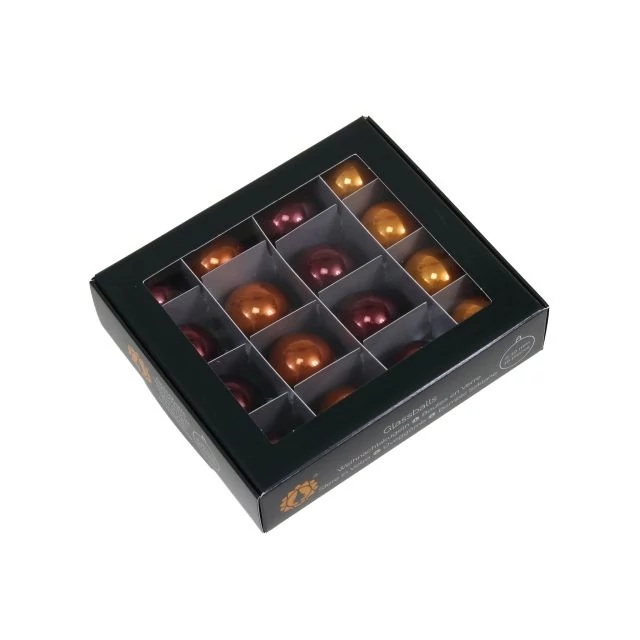 Üveg gömb, 3 cm, caramel brown, 16 db
